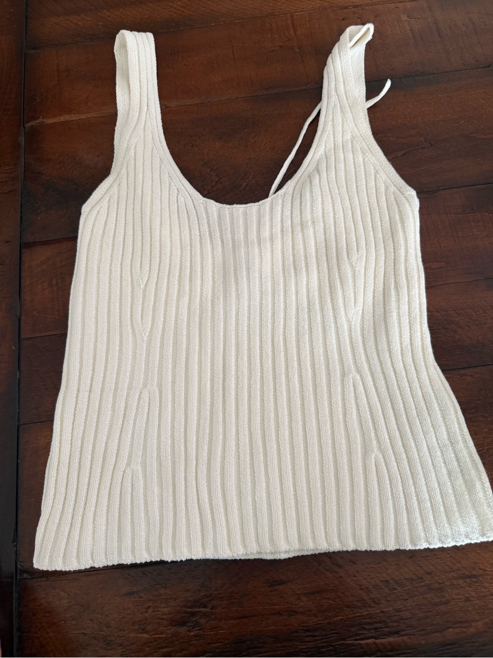 Vince Cream Ribbed Scoop Neck Tank